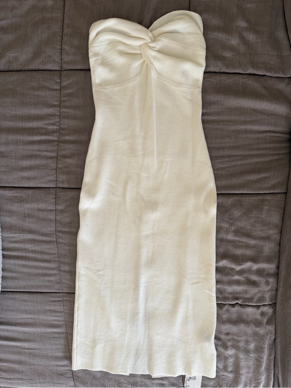 Strapless ribbed midi dress